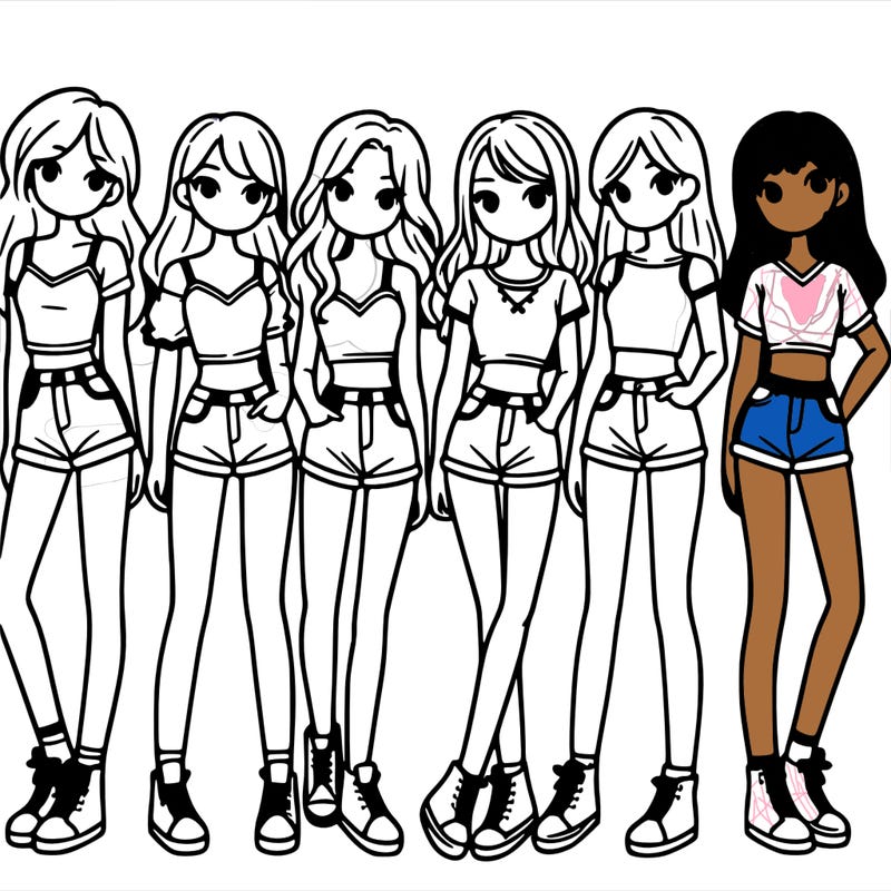 a group of girls wearing crop tops and shorts