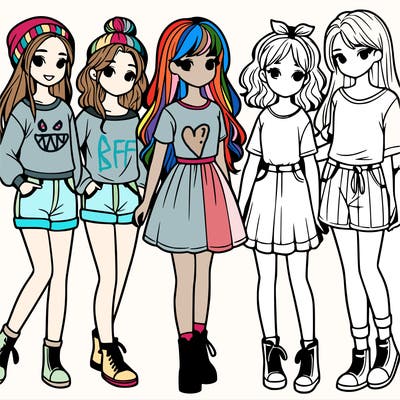 a group of five girls