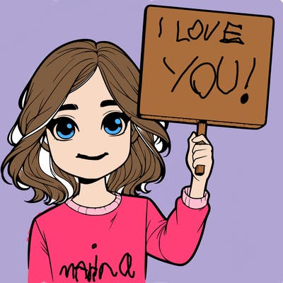 realistic girl holding up a sign