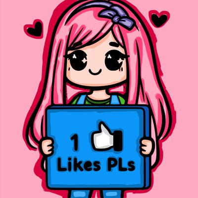 girl holding a sign saying 10 likes pls