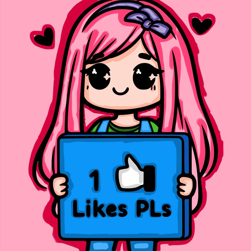 girl holding a sign saying 10 likes pls