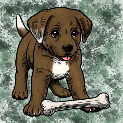 dog with a bone realistic