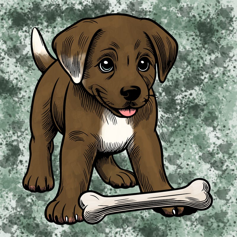 dog with a bone realistic