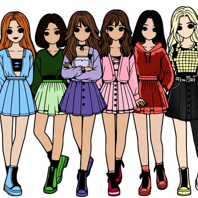 a group of girls realistic