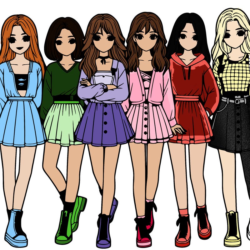 a group of girls realistic