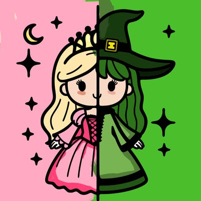 split princess and witch