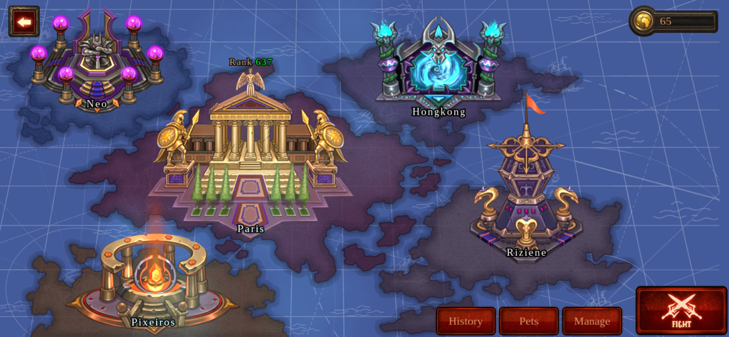 Hero Wars - stick fight - TCG - World map selection screen in Hero Wars stick fight game