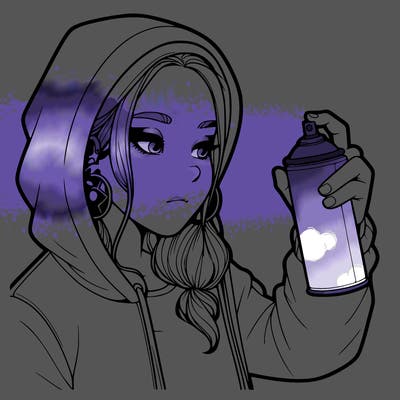 a realistic girl, spray painting