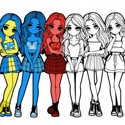 a group of girls realistic