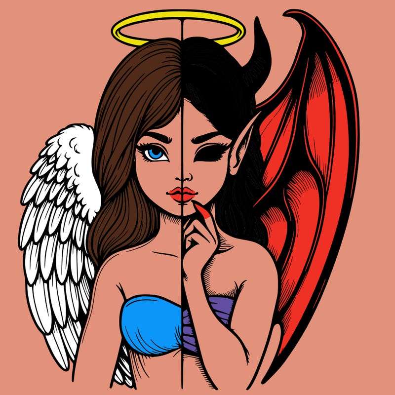 realistic angel half demon