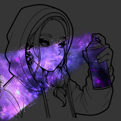 a realistic girl, spray painting