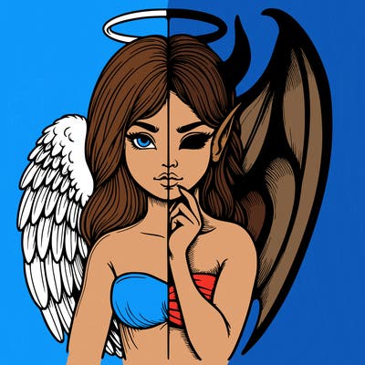realistic angel half demon
