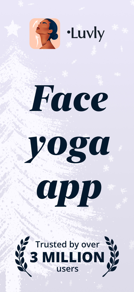 Luvly: Face Yoga Exercises - Tela promocional do aplicativo Luvly face yoga com selo de confiança de três milhões de usuários