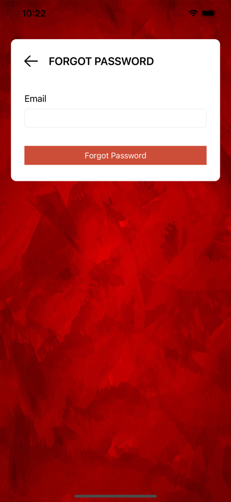 Forgot password screen in the MAP EDS app with email input field