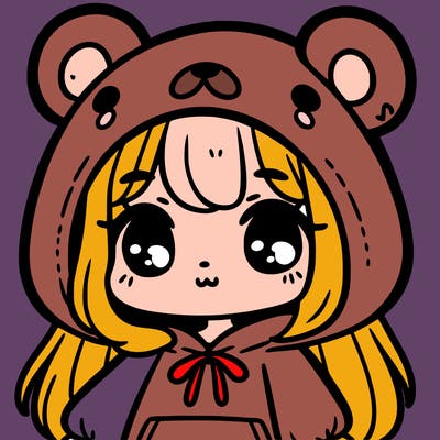 cute girl wearing a bear hoodie