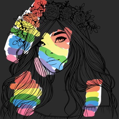 realistic girl with flower crown