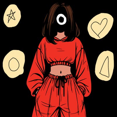 realistic girl faceless with baggy pants and a crop top