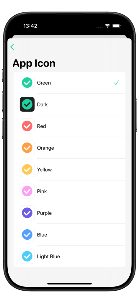 Interface showing multiple color options for the To Do List app icon
