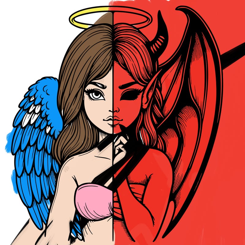 realistic angel half demon