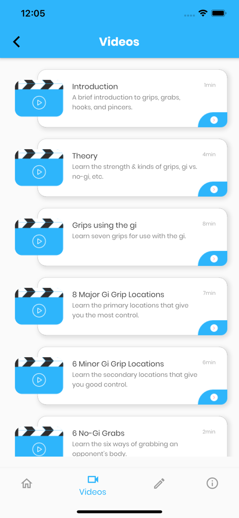 Roy Harris Grip Fighting - A list of instructional video chapters for Brazilian Jiu Jitsu grip fighting techniques