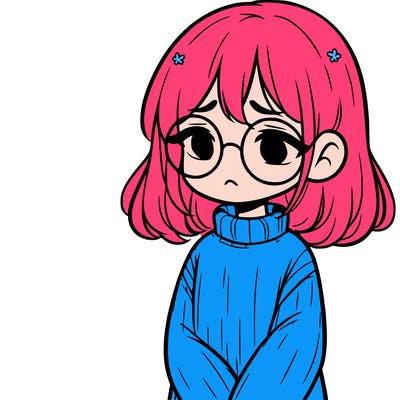 sad girl with glasses in a sweater