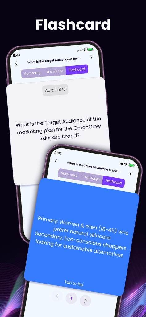 SmartNote - AI Note Taker - AI-generated flashcards feature in the SmartNote app for efficient learning and review.