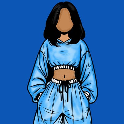 realistic girl faceless with baggy pants and a crop top