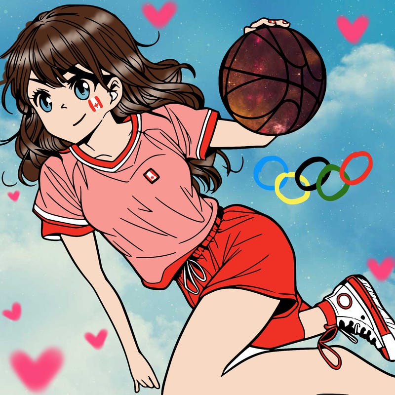 teen manga girl playing basketball