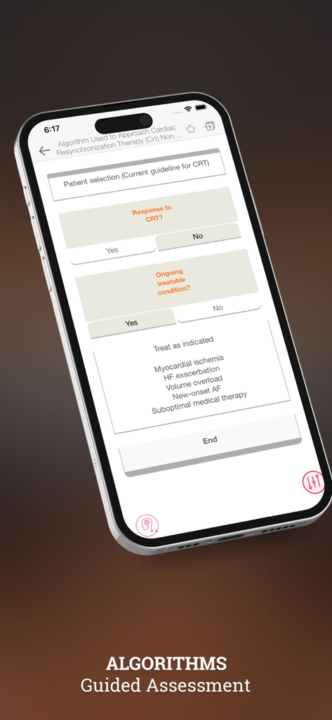 Cardiac Pacing and ICDs - Algoritmo de avaliação clínica guiada para Terapia de Ressincronização Cardíaca no aplicativo Estimulação Cardíaca e CDsI.