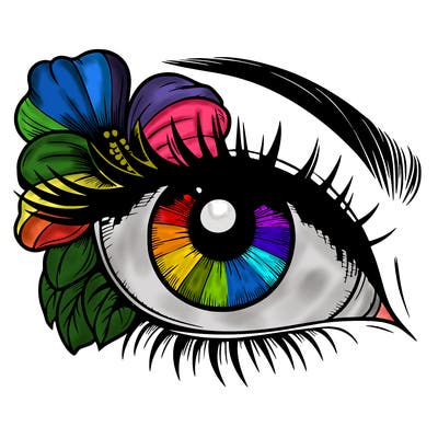 realistic eye with flower