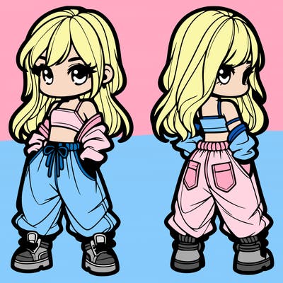 girl in crop top and baggy pants