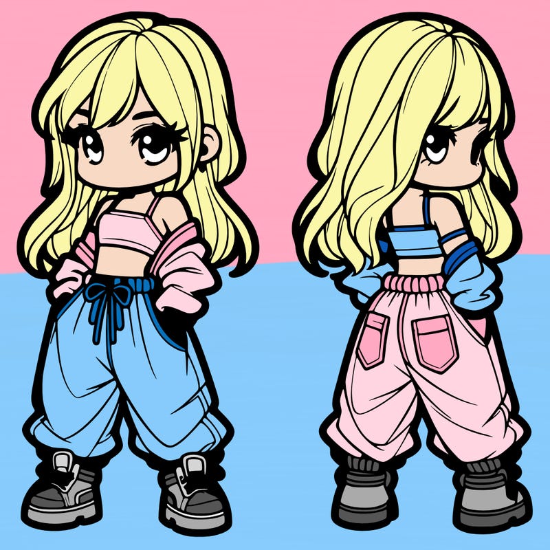 girl in crop top and baggy pants