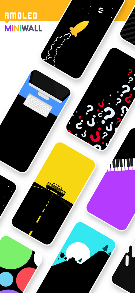 MiniWall Wallpapers - A collection of handcrafted minimalist and AMOLED wallpapers for iPhone customization