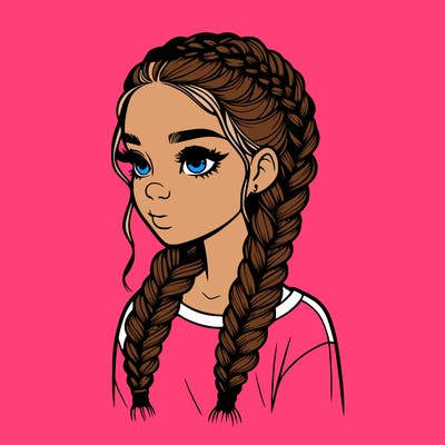 realistic girl with braids