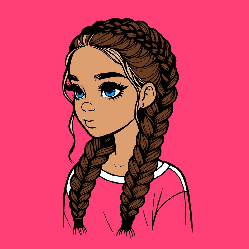 realistic girl with braids