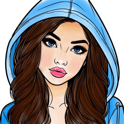 realistic beautiful girl with a hood on