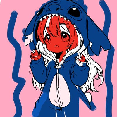 anime girl in a stitch onsie