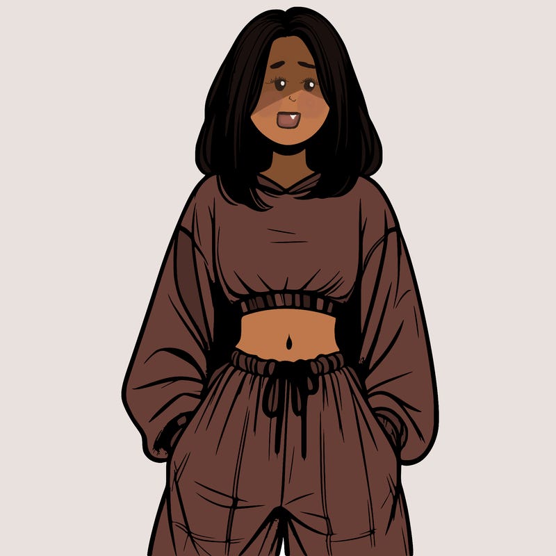 realistic girl faceless with baggy pants and a crop top