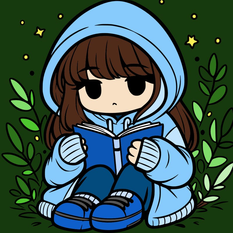 girl in oversized hoodie reading a book