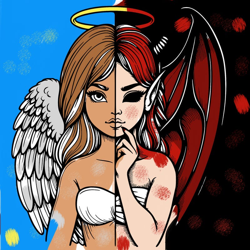 realistic angel half demon