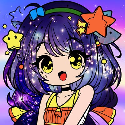 cute anime girl with star accessories