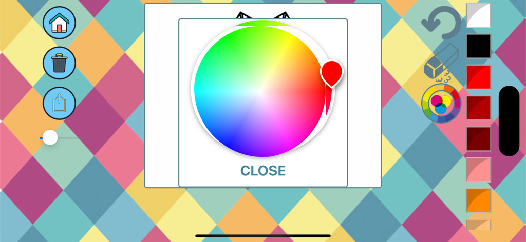 Book of mandalas to paint - Color wheel selection tool within the mandala painting application interface.