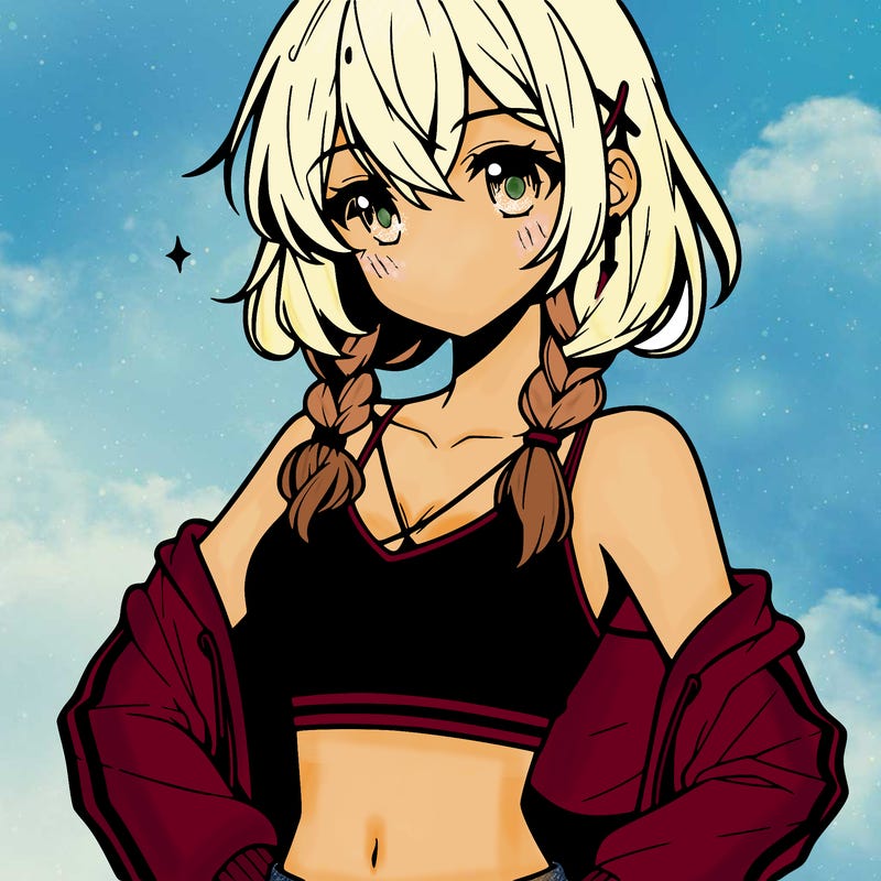 anime girl wearing crop top