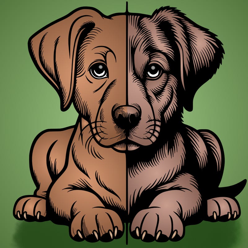 realistic dog split picture