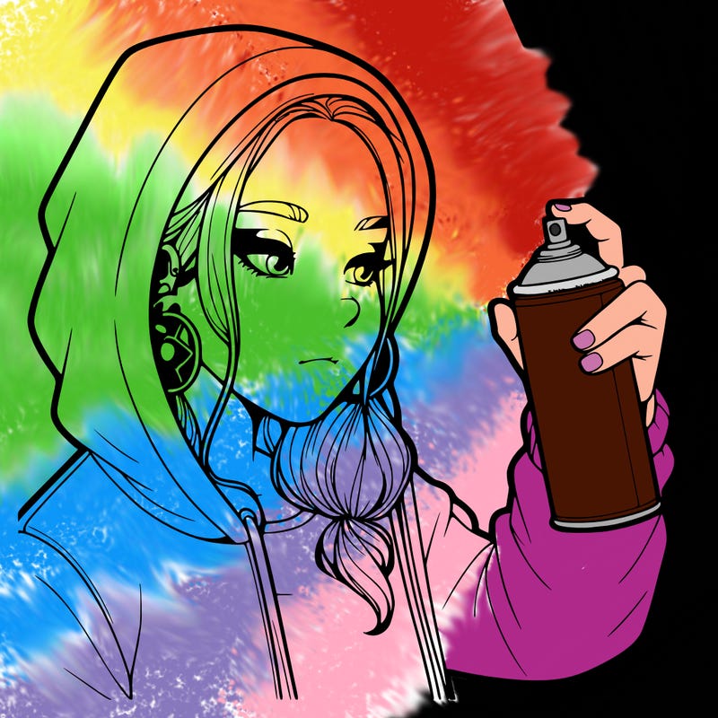 a realistic girl, spray painting