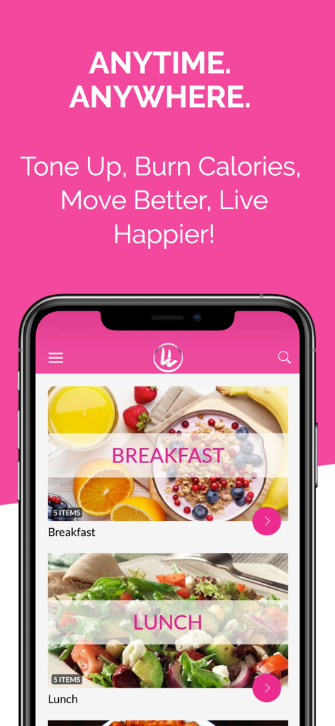 Lean With Lesley - Lean With Lesley app interface showing healthy breakfast and lunch recipes