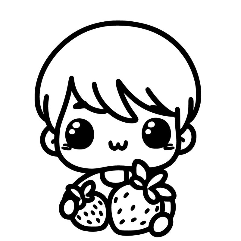 cute human with strawberry