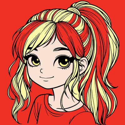 realistic girl with ponytail