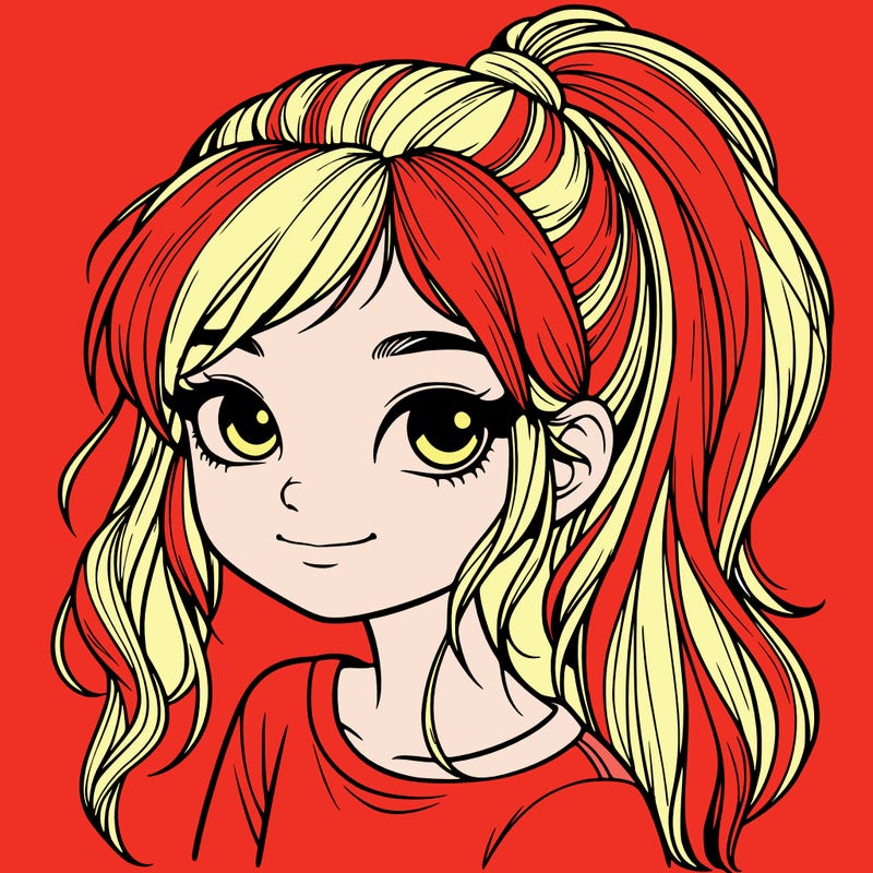 realistic girl with ponytail