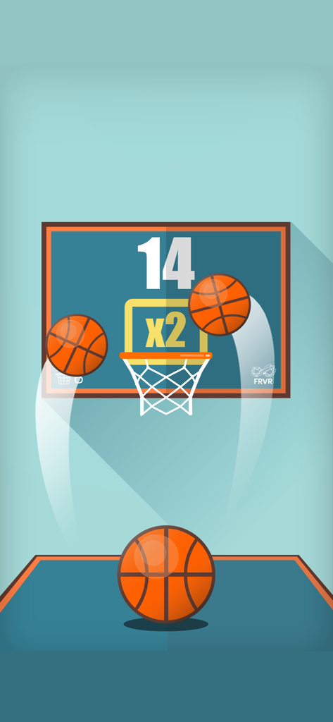 Basketball FRVR - Basketball FRVR arcade shooting gameplay showing score and ball multiplier